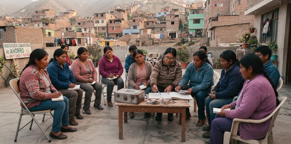Grupo comunitario de ahorro reunido